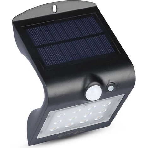 V-TAC VT-767-2 1,5W LED-Solarwandleuchte für externe IP65 + PIR-Sensor schwarz Körper - SKU 8277 (1/5)