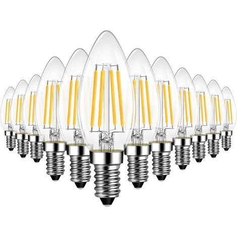 Ampoule LED E14 Filament 7W Blanc Chaud 2700K Verre C35 Éclairage Rétro Non Dimmable pour Lustres et Appliques Lot de 12 (1/5)