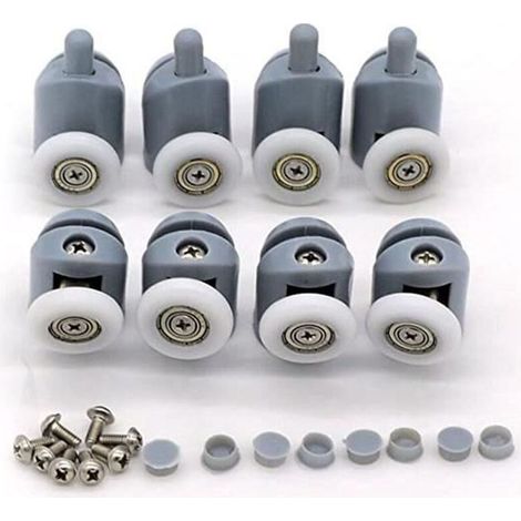 Bardusch-Roulettes pour porte de douche - 23mm - Galet - Lot de 8 - Fixation à vis (1/4)