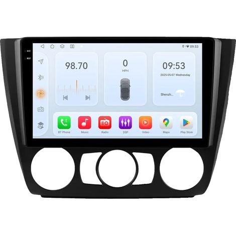 CarPlay, tamaño de pantalla, sistema de navegación, compatible con BMW Serie 1 E81 E82 E87 E88 AT MT Automático Manual, QS4 B Manual (1/2)
