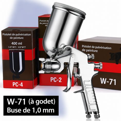 Pistolet à peinture pneumatique W71 godet supérieur 1.0 haute atomisation meuble boiserie 1 kg – Livraison gratuite (1/4)