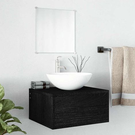 vidaXL 2 Piece Bathroom Furniture Set Black Engineered Wood (1/5)