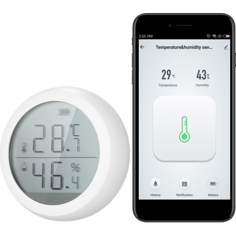 Thermomètre-hygromètre WiFi intelligent – capteur température/humidité, alertes appli, pour maison, animaux, garage, cave à cigares, compatible IFTTT (hub requis) (1/5)