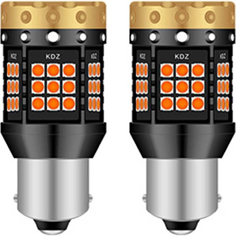Ampoules LED ambre/jaune BAU15S PY21W 7507 pour clignotants, 3700 lm, 3030, 45 SMD, sans erreur Canbus, anti-clignotement rapide, pour feux de signalisation avant ou arrière de voiture. (1/5)