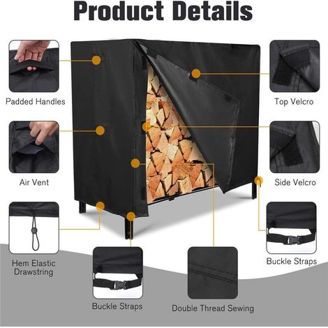 Housse imperméable pour râtelier à bois d'extérieur, housse anti-poussière pour barbecue, housse anti-poussière pour meuble 122 x 61 x 107 cm (1/5)