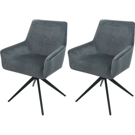 [NON UTILIZZATO] Set 2x sedie poltroncine con seduta girevole HHG-081 tessuto grigio scuro