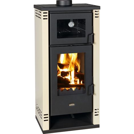 Poêle à bois avec four PRITY K2 GT F – 8,1 kW, Ivoire, Classe A+, Design Élégant (1/5)