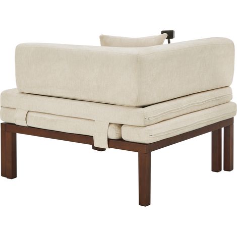 Canapé-lit pliant en bois massif avec lit gigogne simple - Beige (1/5)