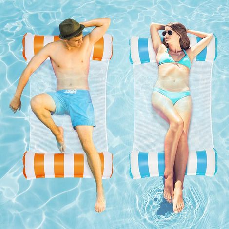 Hamac gonflable 2 pièces, 4-en-1 matelas piscine avec maille, fauteuil adulte pour piscine et plage. (1/5)