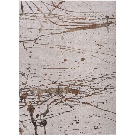 Tapis classique polyester finition vieillie tons neutres élégant - Beige effet vieilli tons naturels (1/5)