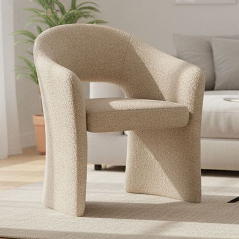 Fauteuil 65x56x80cm en tissu texturé beige