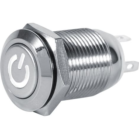Duokon LED-Drucktaster 12mm LED-Drucktaster in wasserdichtem Metall, Momentantyp (weiße LED 3V).