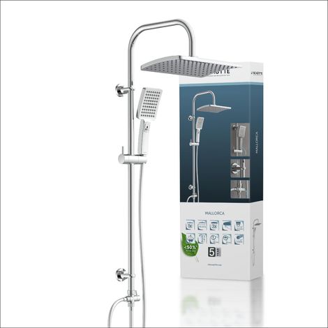 SCH�TTE Duschsystem ohne Thermostat Dusche Regendusche Edelstahl Brausestange H�henverstellbar Wellness Kopfbrause mit Handbrause 3-fach verstellbar Dichtung zum Wasser sparen 60660