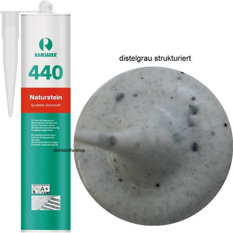 Ramsauer 440 Naturstein Silikon Fugen Dichtstoff 310ml Kartusche distelgrau strukturiert