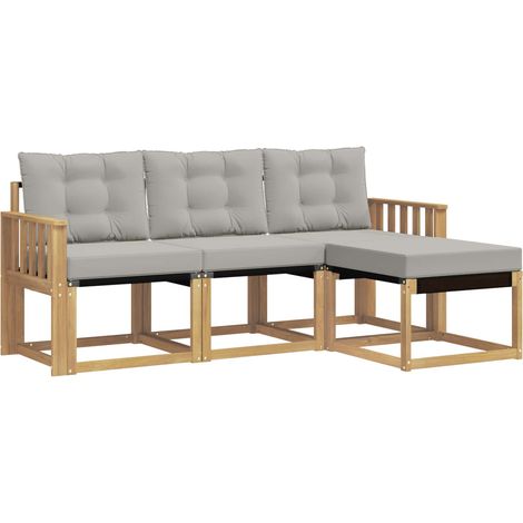 Set di divani da esterno 4 pcs Bianco e Grigio Chiaro vidaXL