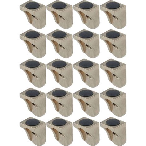 Cyclingcolors – Lot de 20 taquets en alliage zingué à visser Ø4mm – Finition nickelée – Revêtement amortisseur plastique – Pour tablettes bois et verre (1/2)