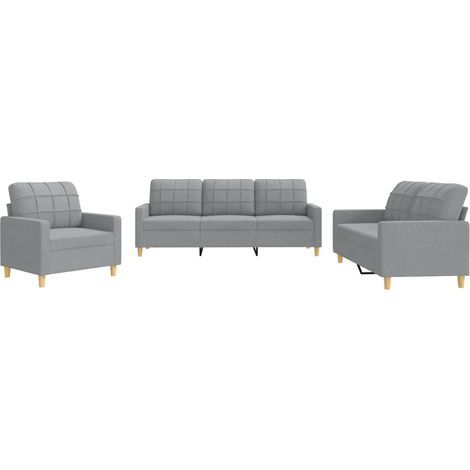 Maison Exclusive - Set di Divani 3 pz con Cuscini Grigio Chiaro in Tessuto