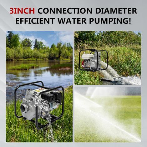 Benzinmotorpumpe, 4-Takt 7,5 HP Gaspumpe, 210CC landwirtschaftliche Bewässerungspumpe, 3 Zoll große Hochdruckpumpe für die Bewässerung von landwirtschaftlichen Flächen und Gärten (1/5)