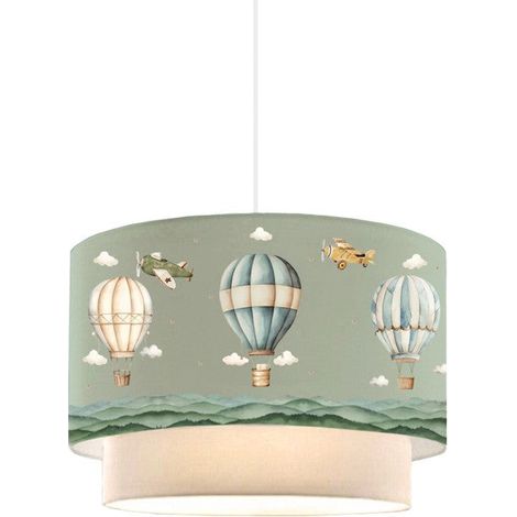 KidzLicht Ballonmotiv Hängeleuchte Grün 30x20 cm - Sichere Kindgerechte Zimmer Beleuchtung (1/4)