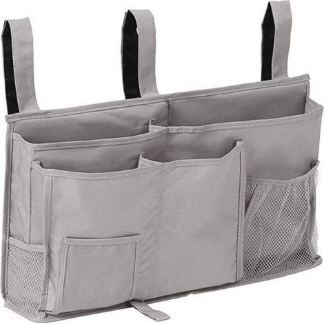 1 Aufbewahrungstasche für Etagenbetten (grau), Hängetasche für Bett, 8 Taschen, für Studentenwohnheimbett, Krankenhausbett, Babybettgitter, 600D Oxford-Stoff (1/4)