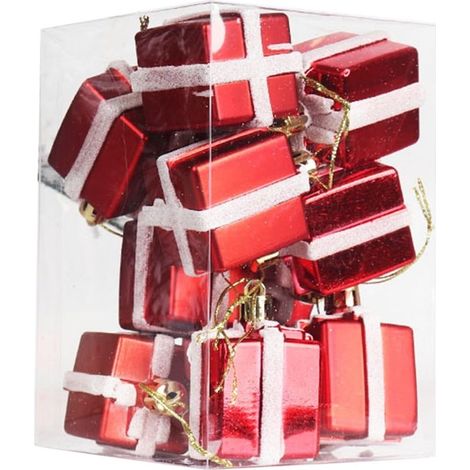 12Décorations individuelles for Christmas tree of Christmas, small boxes gifts, gifts of party, red (1/5)