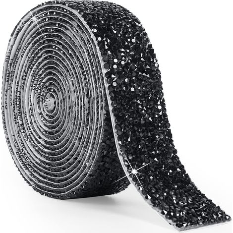 Strass Auto-Adhésives Ruban, 30 mm x 2.7 m Ruban Autocollant de Strass pour Miroir, Armoire, Décoration de Cuisine Et Salle de Bain (Noir) (1/5)