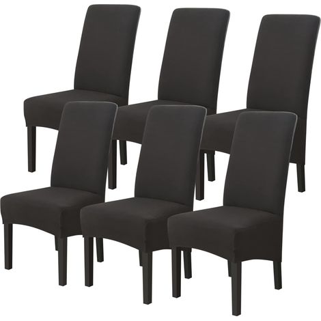 6 Pieces Chair Covers Large Size Black,Universal Dining Chair Slipcovers, Modern Living Room Chair Covers for Wedding Meeting (1/5)