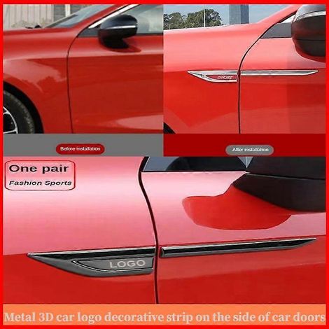 baguette décorative latérale de portière de voiture, logo de voiture 3D en métal, baguette décorative d'aile automobile, modification universelle (1/4)