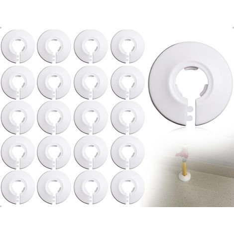 Lot de 20 Cache Tuyaux de Chauffage en Plastique pour la Maison, le Bureau, les Commerces, l'École, la Cuisine, l'Hôtel et le Restaurant (Blanc) (1/5)