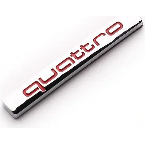 (Rouge Argent) Autocollant ABS pour emblème de coffre arrière de voiture, aile ou côté, compatible avec Audi Quattro A5 B7 Q7 A3 A4 B8 A6 TT R8 A8 A7 Q5 Q3 C7 S3 A1 B5 Q2 Sport (1/4)