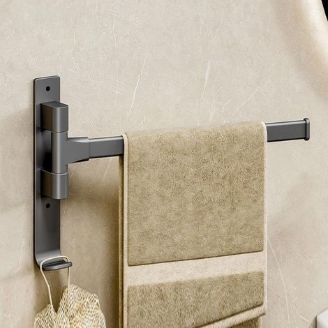 Porte-serviettes rotatif, sans perçage, mural, coin serviette de salle de bain, tige d'angle avec 1 bras (1/4)