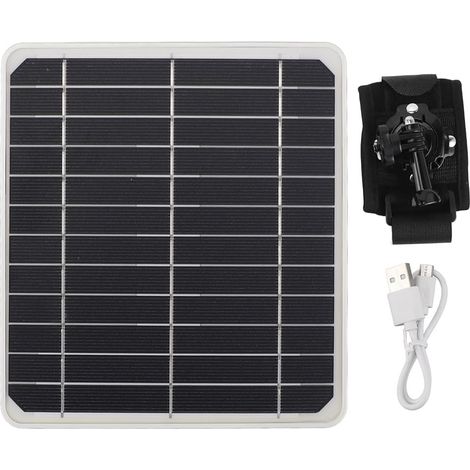 Kit de Panneaux Solaires Étanches, Chargeur Solaire Portable 20 W avec 2 Ports USB Alimentés par Batterie Extérieure pour le Camping avec Support de (1/5)