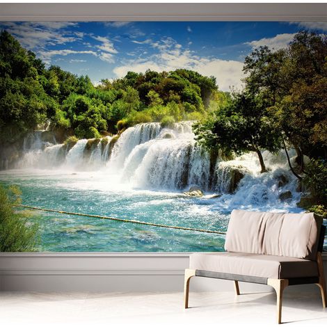 Carta da parati autoadesiva - fotomurale - decorazione parete - stile elegante - decorazione casa - Incantevole cascata 312x219 cm (1/5)