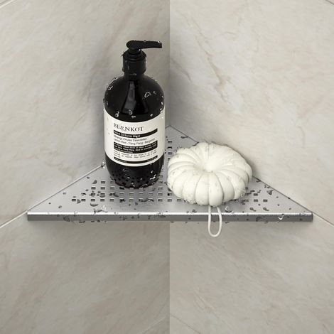 1 Étagère de douche d'angle, Acier inoxydable 304, Sans perçage, Pour mur carrelé, Drainage rapide, Salle de bain