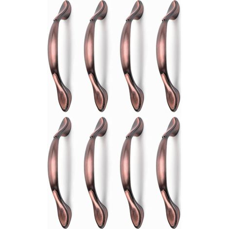 8 pcs Vintage Poignées de Porte de Meubles, Poignées d’Armoire Vintage en Forme d’Arc Poignée Tirer Meubles (Entraxe des trous 96 mm, bronze rouge) (1/4)