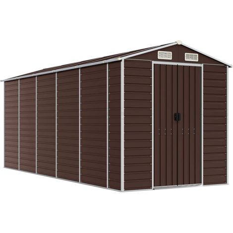 Casetta da giardino casetta per cabine casetta per riporre gli attrezzi casetta per esterni robusta 191 x 470 x 198 cm acciaio zincato marrone 020022272