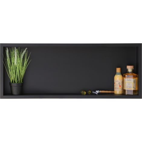BALNEO - niche murale 90x30x7 cm noire en acier inoxydable WALL-BOX - étagère de salle de bain (1/5)