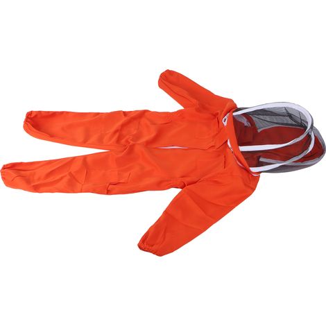 Combinaison de protection apicole enfant avec voilette - Vêtement anti-piqûres pour jeunes apiculteurs (Orange Taille L)