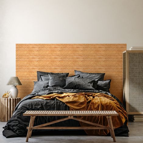 Rouleau revêtement adhésif vinyle au mètre - Sticker mural tête de lit - ROTIN TRESSÉ BOHÈME - 120x180cm (1/5)