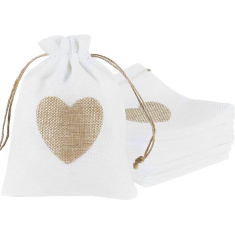30 Jutebeutel kleine Geschenktüten 10 x 14 cm Baumwollbeutel mit Kordelzug Stoffbeutel zum Befüllen Geschenktüten Leinenbeutel für Schmuck DIY (1/5)