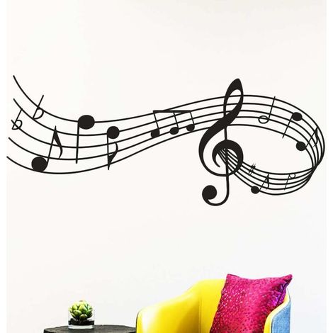 GROOFOO Musique Notes Onglet Mural Art Décor, Notes de Musique Wall Art Sticker Amovible Vinyle Stickers muraux Décoration pour Chambre salon Musique Danse Salle 24x58cm (Noir) (1/5)