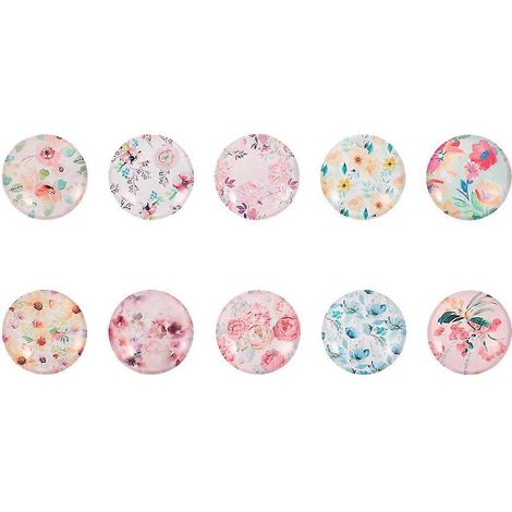 Lot de 10 aimants décoratifs en verre pour réfrigérateur, en forme de fleurs.-3.00X3.00X0.70CM-Random Color (1/4)
