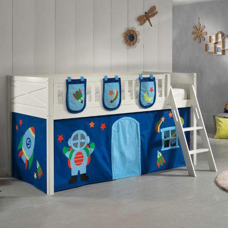 Lit mi-hauteur Scottie 90x200 cm Astronaute 2 -blanc (1/4)