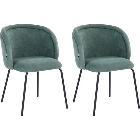 Set di 2 sedie da pranzo imbottite senza braccioli Base in metallo verde chiaro Sarasota