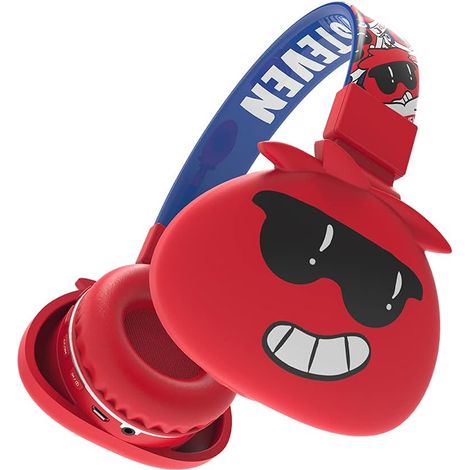 Casque sans fil pliable pour enfants, motif dessin animé, avec microphone et radio FM (rouge). (1/3)