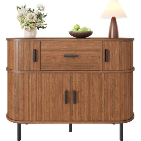 Buffet Commode à portes coulissantes structure à deux niveaux tiroir de rangement armoire de rangement (1/5)