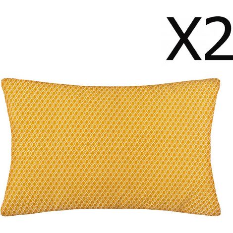 Lot de 2 Coussins ocre déhoussable - 30 x 50 cm -PEGANE-
