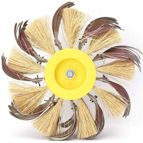 Roue de Polissage, Brosse de Polissage en Tissu Abrasif pour la Ponceuse de Meuleuse Rotative Manuelle/Électrique 6mm Arbre Monté(180) (1/4)