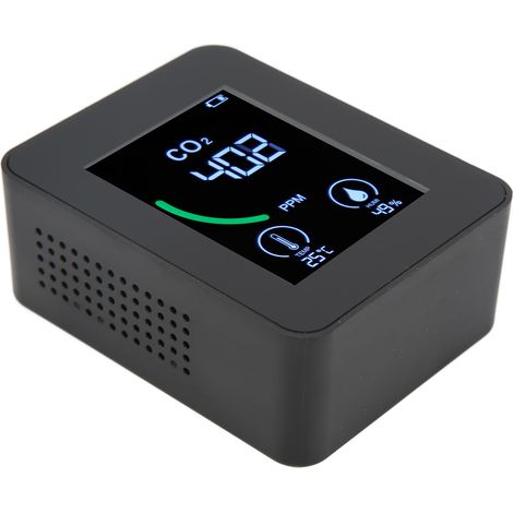 ZN-2CO1TB Moniteur de qualité de l'air 3 en 1, stockage de données Bluetooth, détecteur de CO2 portable intelligent et de haute précision, noir (1/5)