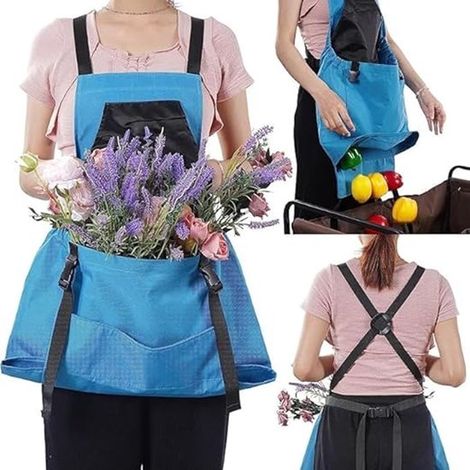 Delantal de jardinería para mujer - con bolsillos - resistente - delantal de recolección - adecuado para actividades al aire libre (1/5)